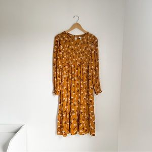 Sonoma Smocked Bodice Midi Dress - Gold Floral - Size Medium Maternity